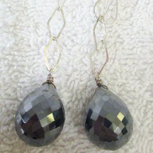 Faceted Hermatitte and Sterling Silver Earrings with Gift Box